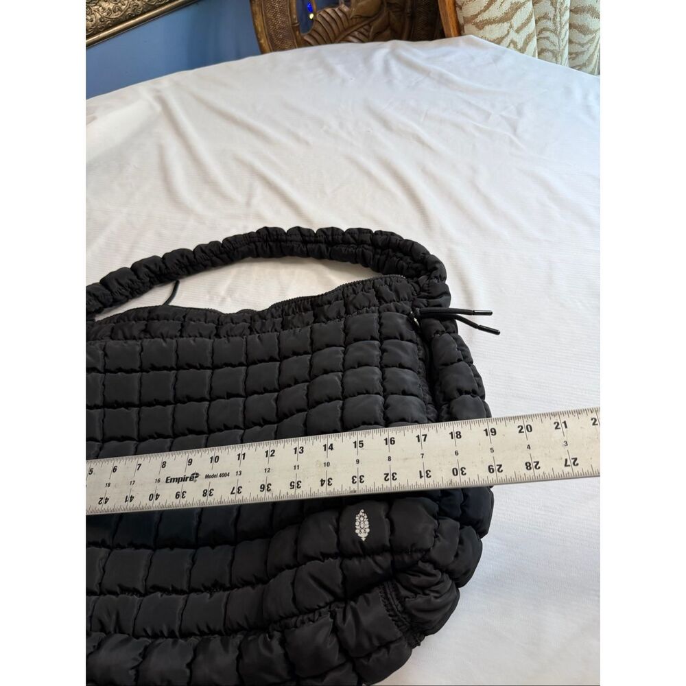 Free People Movement Black Quilted Purse Handbag Hobo Bag Tote - Picture 5 of 8
